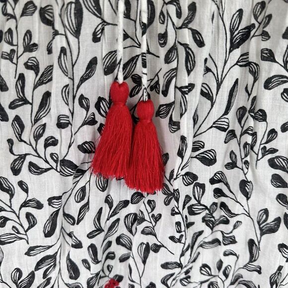 J Jill Prairie Peasant Tunic Top Embroidered Sz S Boho Tassel Tie Cottage Cotton - Picture 11 of 16